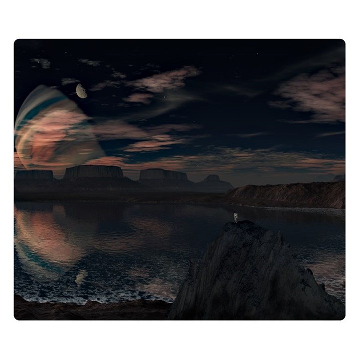 Landscape Planet Sky Lake Double Sided Flano Blanket (Small) 