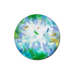 Scrapbooking Tropical Pattern Rubber Coaster (round)  by Simbadda