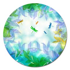 Scrapbooking Tropical Pattern Magnet 5  (round) by Simbadda