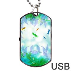 Scrapbooking Tropical Pattern Dog Tag Usb Flash (two Sides) by Simbadda