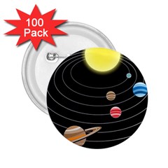 Solar System Planets Sun Space 2 25  Buttons (100 Pack)  by Simbadda