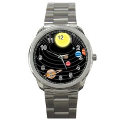 Solar System Planets Sun Space Sport Metal Watch by Simbadda