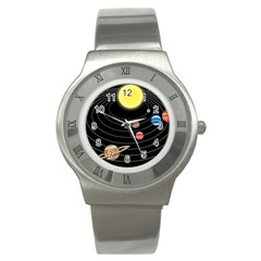 Solar System Planets Sun Space Stainless Steel Watch by Simbadda