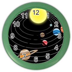 Solar System Planets Sun Space Color Wall Clock by Simbadda