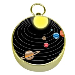 Solar System Planets Sun Space Gold Compasses by Simbadda