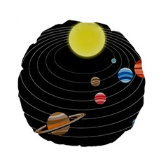 Solar System Planets Sun Space Standard 15  Premium Flano Round Cushions by Simbadda