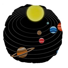 Solar System Planets Sun Space Large 18  Premium Flano Round Cushions by Simbadda