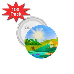 Tropical Resort Huts Lake River 1 75  Buttons (100 Pack)  by Simbadda