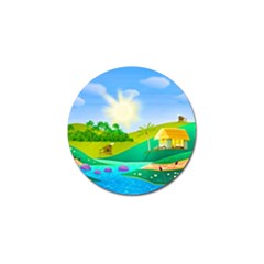 Tropical Resort Huts Lake River Golf Ball Marker by Simbadda