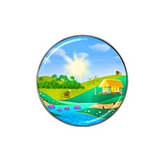 Tropical Resort Huts Lake River Hat Clip Ball Marker (10 Pack) by Simbadda