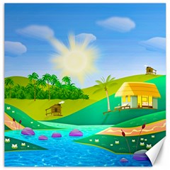 Tropical Resort Huts Lake River Canvas 12  X 12  by Simbadda