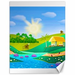 Tropical Resort Huts Lake River Canvas 12  X 16  by Simbadda