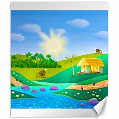 Tropical Resort Huts Lake River Canvas 20  X 24  by Simbadda