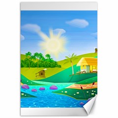 Tropical Resort Huts Lake River Canvas 20  X 30  by Simbadda