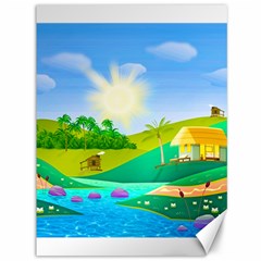 Tropical Resort Huts Lake River Canvas 36  X 48  by Simbadda