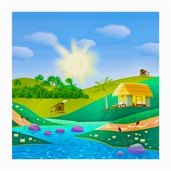 Tropical Resort Huts Lake River Medium Glasses Cloth by Simbadda