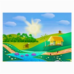 Tropical Resort Huts Lake River Large Glasses Cloth (2 Sides) by Simbadda