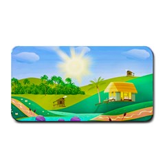 Tropical Resort Huts Lake River Medium Bar Mats by Simbadda