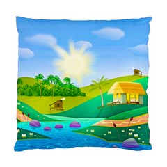 Tropical Resort Huts Lake River Standard Cushion Case (two Sides)