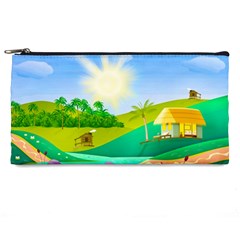 Tropical Resort Huts Lake River Pencil Cases by Simbadda