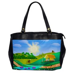 Tropical Resort Huts Lake River Oversize Office Handbag by Simbadda