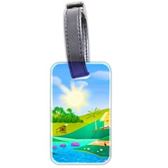 Tropical Resort Huts Lake River Luggage Tag (two Sides) by Simbadda