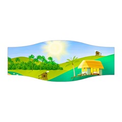 Tropical Resort Huts Lake River Stretchable Headband by Simbadda