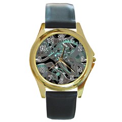 Gears Machine Machines Round Gold Metal Watch by Bajindul