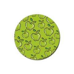 Fruit Apple Green Rubber Round Coaster (4 Pack)  by HermanTelo