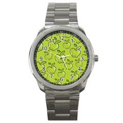 Fruit Apple Green Sport Metal Watch