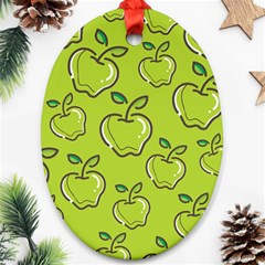 Fruit Apple Green Oval Ornament (two Sides) by HermanTelo