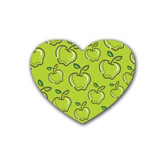 Fruit Apple Green Rubber Coaster (heart) 