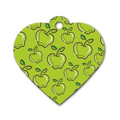 Fruit Apple Green Dog Tag Heart (two Sides)