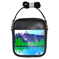 Forest Landscape Pine Trees Forest Girls Sling Bag by Simbadda