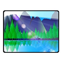 Forest Landscape Pine Trees Forest Double Sided Fleece Blanket (small)  by Simbadda