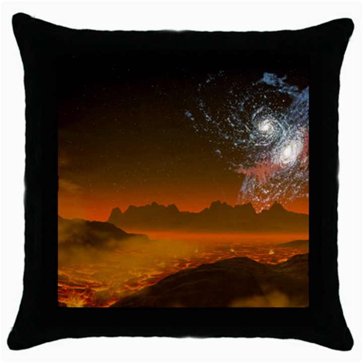 Galaxy Galaxies Bump Together Lava Throw Pillow Case (Black)