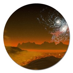 Galaxy Galaxies Bump Together Lava Magnet 5  (round) by Simbadda