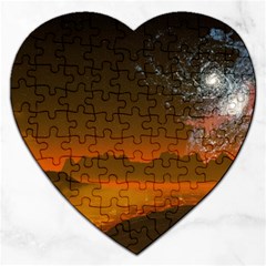 Galaxy Galaxies Bump Together Lava Jigsaw Puzzle (heart) by Simbadda