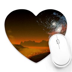 Galaxy Galaxies Bump Together Lava Heart Mousepads by Simbadda