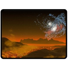 Galaxy Galaxies Bump Together Lava Fleece Blanket (large)  by Simbadda