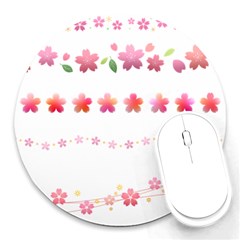 Sakura Border Cherry Blossom Round Mousepads by Simbadda