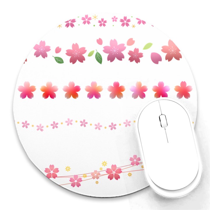 Sakura Border Cherry Blossom Round Mousepads