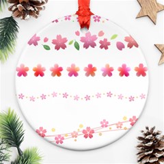 Sakura Border Cherry Blossom Ornament (round) by Simbadda