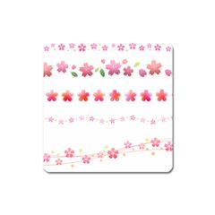 Sakura Border Cherry Blossom Square Magnet by Simbadda