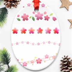 Sakura Border Cherry Blossom Oval Ornament (two Sides) by Simbadda