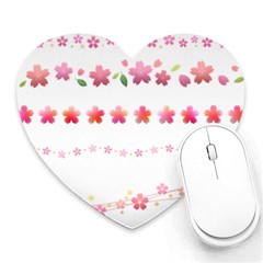 Sakura Border Cherry Blossom Heart Mousepads by Simbadda