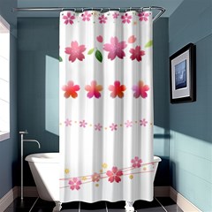 Sakura Border Cherry Blossom Shower Curtain 36  X 72  (stall)  by Simbadda