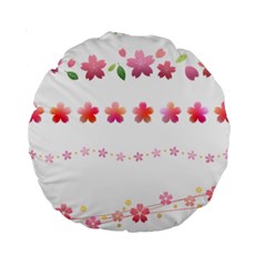 Sakura Border Cherry Blossom Standard 15  Premium Round Cushions by Simbadda