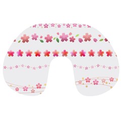 Sakura Border Cherry Blossom Travel Neck Pillow by Simbadda