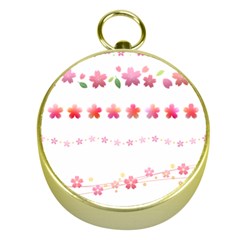 Sakura Border Cherry Blossom Gold Compasses by Simbadda